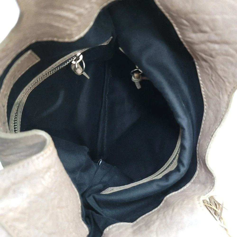 Foley & Corinna‎ Purse Mid City Tote Brown Taupe Pebbled Crossbody Hobo Zip